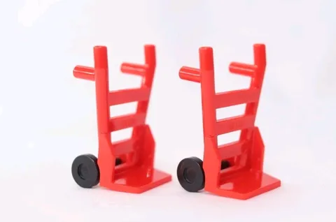 LEGO Minifigure Tool RED HAND CART w/Black Wheels Handcart Truck  Dolly lot of 2