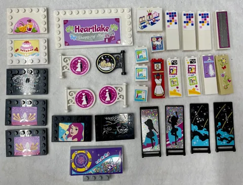 Lot of 31 Pieces of Genuine Lego Friends Signs Walls White Black Tan Red Grey