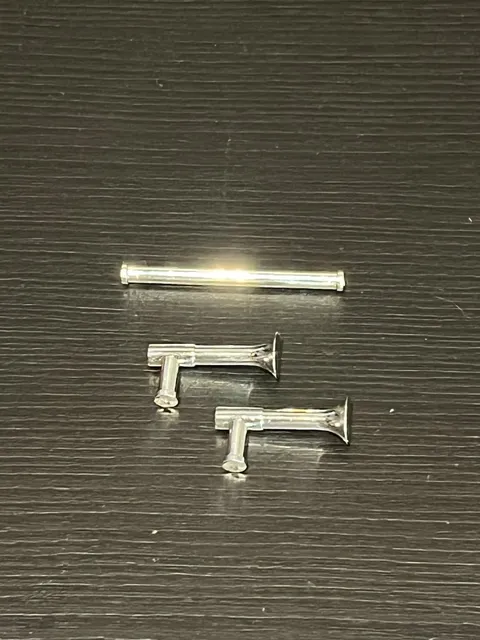 LEGO CAR VEHICLE AIR HORN x2 & 1 Bar W/ Stop MINIFIGURE UTENSIL CHROME SILVER