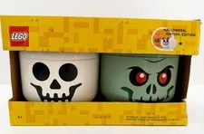 Lego Halloween Limited Edition Storage Heads Small 2 Piece Zombie Skeleton - NEW