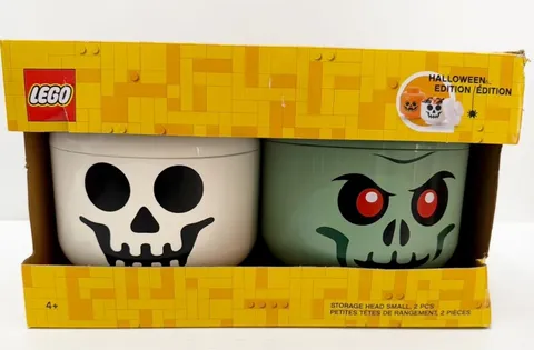 Lego Halloween Limited Edition Storage Heads Small 2 Piece Zombie Skeleton - NEW