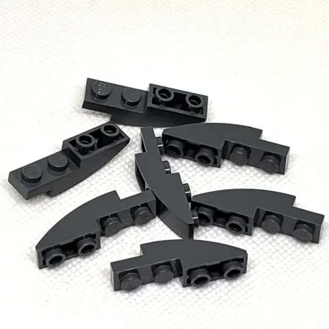 LEGO Parts - Dark Bluish Gray Slope, Curved 4 x 1 Inverted - No 13547 - QTY 7