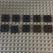 Lego Lot Black Jumper Plate Modified with Groove and Stud 2x2 87580 (lot of 10)