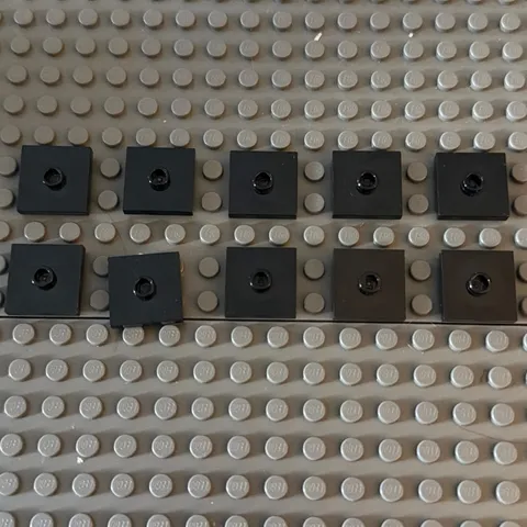 Lego Lot Black Jumper Plate Modified with Groove and Stud 2x2 87580 (lot of 10)