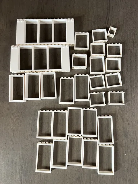 Lego White Door Window Frame Bulk 29 pcs Mixed Lot City Building Parts Pieces