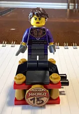 LEGO NINJAGO Master of Shadow Minifigure w/ Dual Gray Swords & NINJAGO 15 Stand