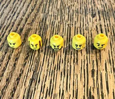 LEGO Minifigure Heads Lot of 5 Yellow Printed Assorted Facial Expressions