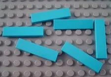 LEGO Lot of 6 Medium Azure 1x4 Tiles