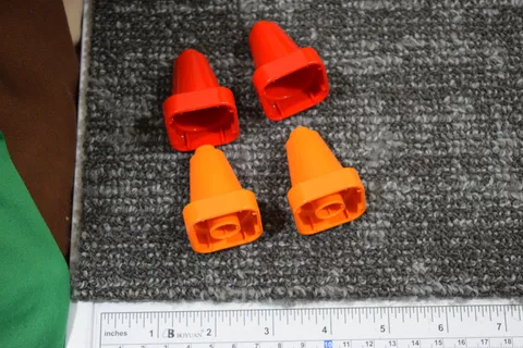 4 Duplo Lego Red Orange Traffic Construction Cones MU336