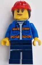LEGO® Minifigure Town cty1605 Construction Worker Female Blue Jacket w/Diagonal