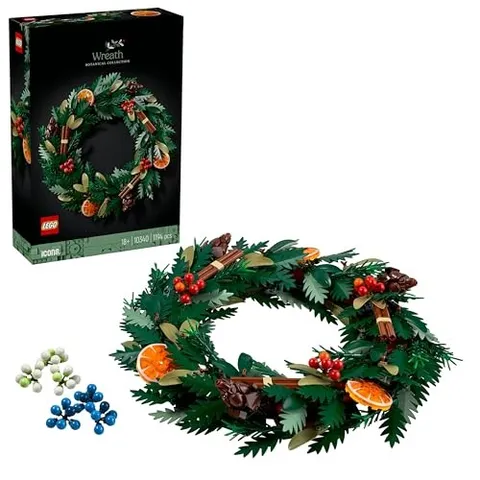 LEGO Icons Wreath Making Kit, Holiday Home Decoration Set 10340 (1194 pieces)
