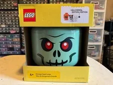 LEGO Green Skeleton Zombie Storage Head Container Large Halloween Decor