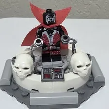 Custom Spawn Inspired Minifigure Display Diorama w/ Skull Base Cape Collectible