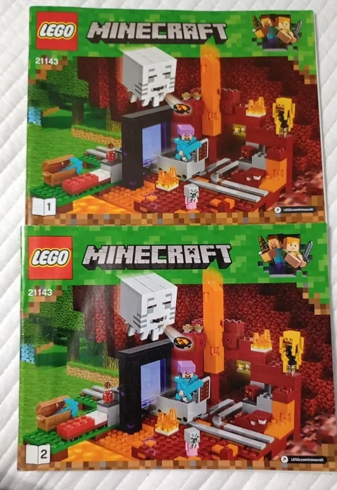 LEGO Minecraft The Nether Portal 21143 Instruction Manual ONLY Retired TWO BOOKS