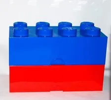 LEGO Brick 8 by Room Copenhagen Storage Boxes Blue & Red with 6 Lbs of Lego pcs