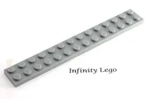 10 LEGO Light Bluish Grey Plate 2 x 14 (91988) - (10 Pieces)