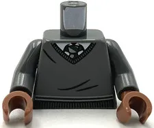 Lego New Minifigure Torso V-Neck Sweater White Collar Medium Brown Hands