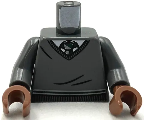 Lego New Minifigure Torso V-Neck Sweater White Collar Medium Brown Hands