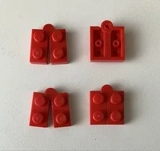 Lego 4x NEW Pieces Hinge Plate 1x2 RED #1927 Swivel Angle 1x4