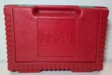Vintage 1984 LEGO Red Box Storage Carrying Case 12”x8” w Small Amount of LEGOS