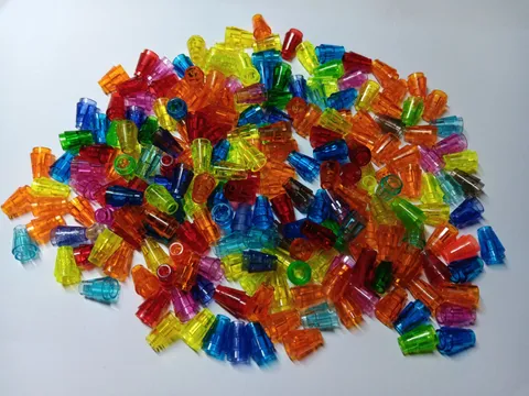 LEGO BULK LOT OF 224 1X1 TRANS ROUND BRICK CONE PIECES MIXED COLORS #4589