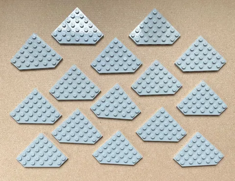 LEGO Part 6106 (Qty 15) Wedge Plate 6x6 with Cut Corners, available in 2 colors