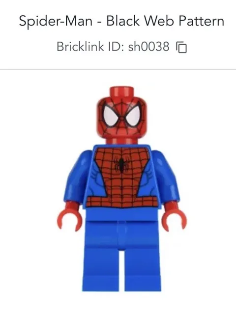 LEGO Minifigure sh0115 Spiderman Super Hero's sh0038 Black Web Pattern