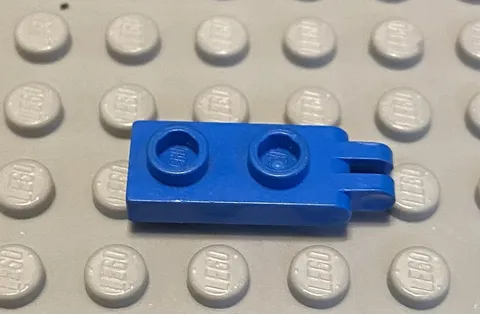 Lego BLUE HINGE PLATE 1 x 2 with 2 Fingers on End - Lot of 1