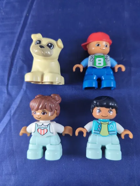 LEGO DUPLO Figure Lot of 4 Family People Boy Girl Characters Dog