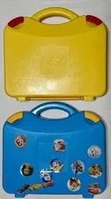 LEGO Carry Case Storage Organizer w/ Dividers Lot of 2 Blue & Yellow Preowned