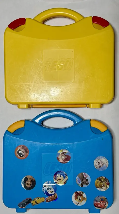 LEGO Carry Case Storage Organizer w/ Dividers Lot of 2 Blue & Yellow Preowned