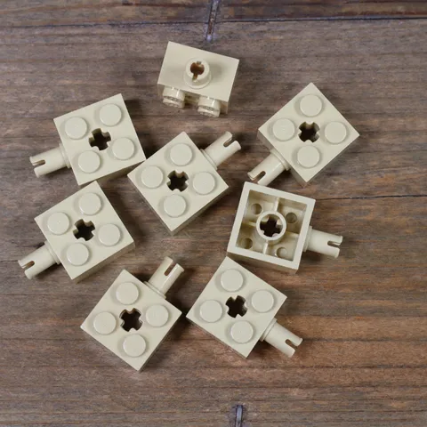 LEGO Tan Brick Modified 2 x 2 with Pin and Axle Hole Part No. 6232 Qty 8