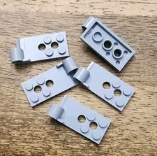 LEGO Light Bluish Gray Hinge Plate 2 x 4, Pin Hole, 2 Holes-Bottom. QTY 5. 43056