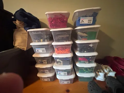 LEGO Bulk Lot Mixed Multicolor Bricks & Parts in Plastic Storage Containers