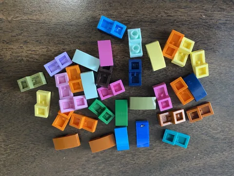 LEGO Parts: 11477 Slope, Curved 2 x 1 x 2/3, 30pcs, Mixed Colors