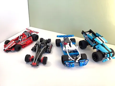 4 Lego Technic Pull Back Cars 42091 Police 42059 Truck 42011 Racer 8470 Slammer