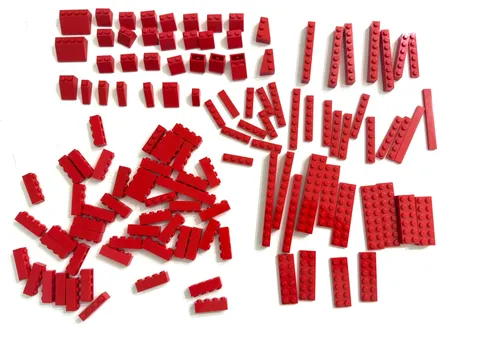  LEGO Red Parts Lot Mixed Bricks Plates Slopes Vehicle Building Pieces Bulk