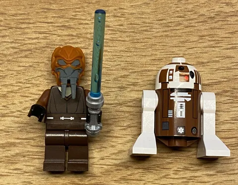 Star Wars Lego Figure Lot 2 Minifigures, Plo Koon Jedi and R7-D4