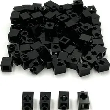 Lego 100 New Black Technic Bricks Building Blocks 1 x 1 with Axle Hole Parts