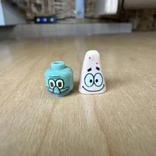 LEGO Spongebob Square Pants Minifig Head - Squidward & Patrick -smile