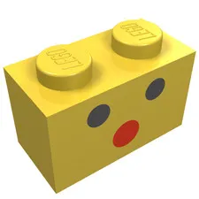 3x LEGO® Part 3004p51 - Brick 1 x 2 with Black Dot Eyes and Red Dot Mouth