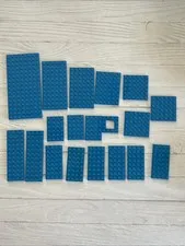LEGO DARK AZURE BLUE LOT 19 PCS 8X16 6X12 6X8 6X6 4X8 4X6 PLATE AZUR VARIETY