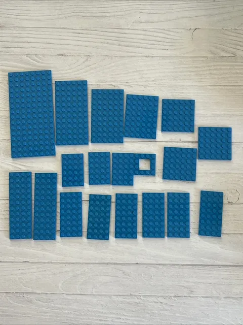 LEGO DARK AZURE BLUE LOT 19 PCS 8X16 6X12 6X8 6X6 4X8 4X6 PLATE AZUR VARIETY
