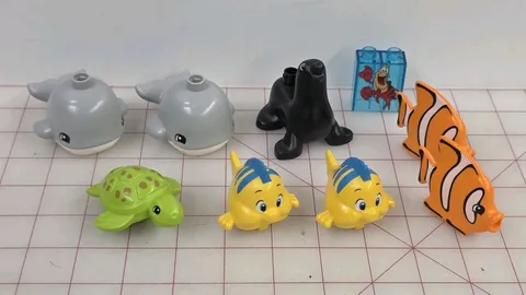 9 Lego Duplo Sea Animals - Flounder, Sebastian, Seal, Turtle, Whale, Clown Fish