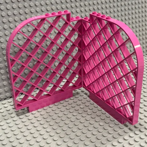 Lego Belville Wall Dark Pink 6166 Lattice 12 x 1 x 12 Curved : Pack of 2