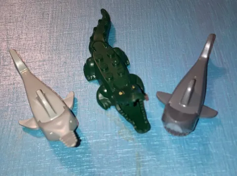 LEGO Sawtooth & Shark & Crocodile Animal Figures Gray & Dark Green Plastic 3 Lot