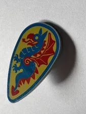 Vintage LEGO Castle Long Shield 2586 Blue Red Dragon Yellow Light Gray