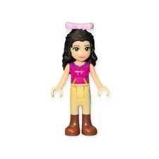 LEGO Friends Minifigure frnd156 EMMA Tan Riding Pants Bow Magenta Top # 41123