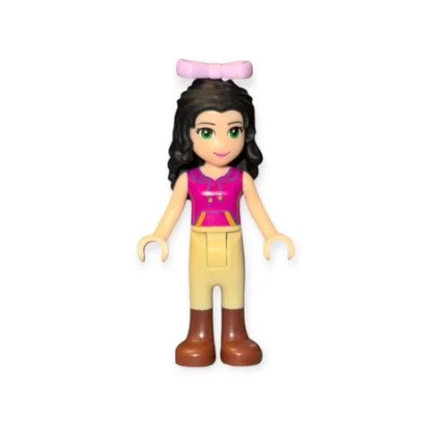 LEGO Friends Minifigure frnd156 EMMA Tan Riding Pants Bow Magenta Top # 41123