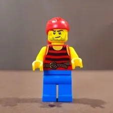LEGO minifigure, Pirates, pi161, Pirate 3 - Black and Red Stripes